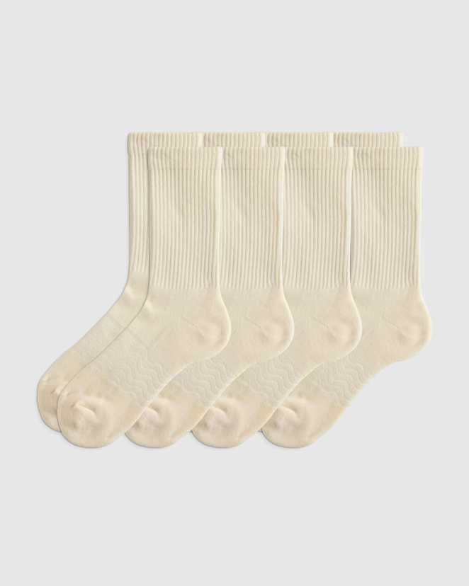 Linen White Everyday Cotton Solid Crew Socks (4-pack)