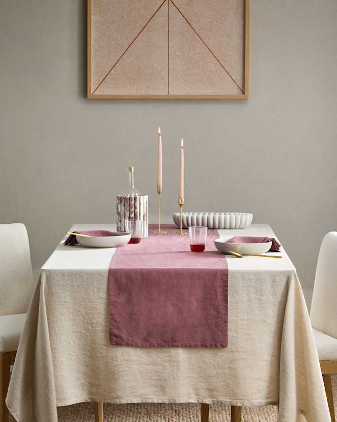 Plum European Linen Table Runner