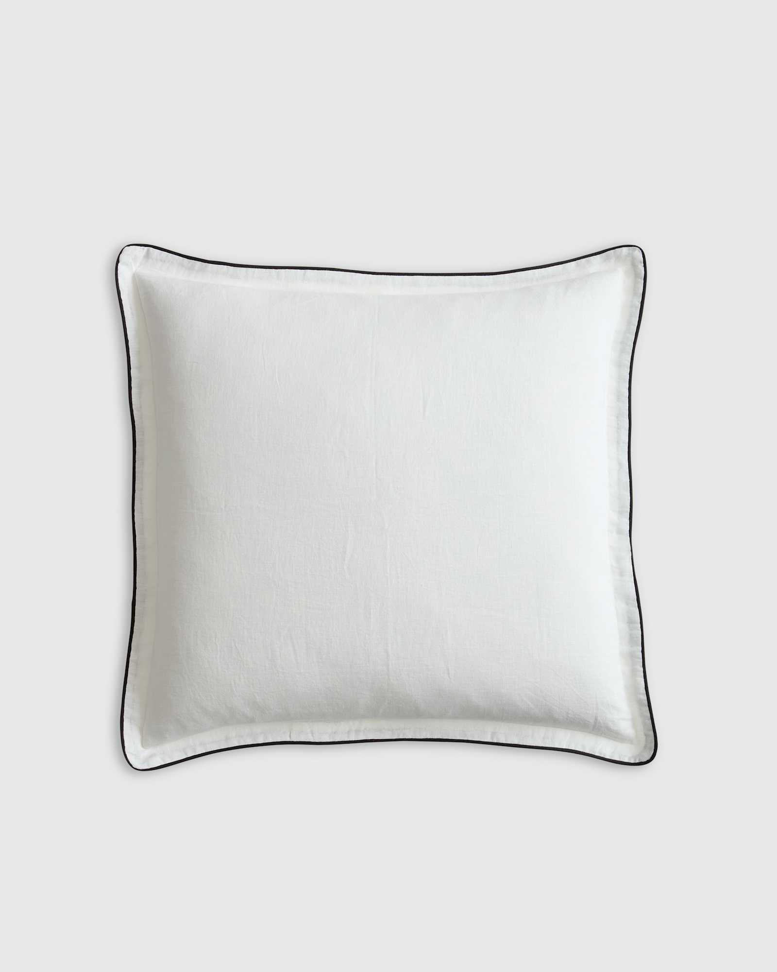 White/Black European Linen Piped Euro Sham