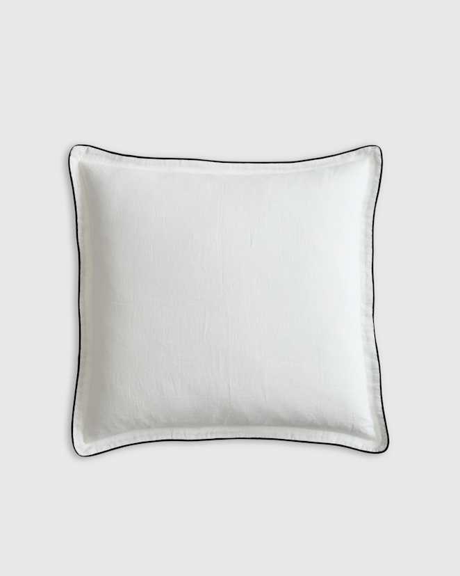 White/Black European Linen Piped Euro Sham