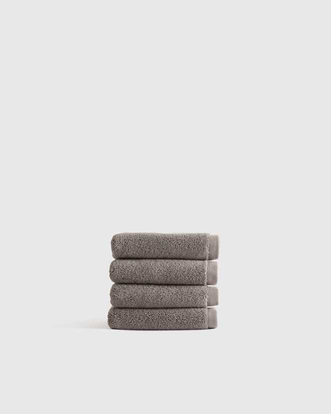 Heather Brown Plush Organic Turkish Cotton Washcloth (Set of 4)