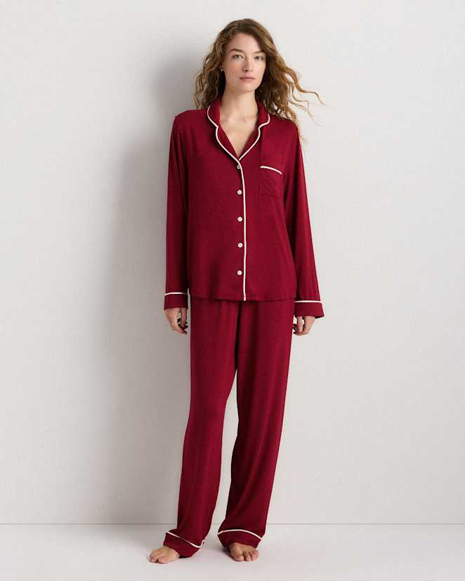 Rhubarb Bamboo Jersey Long Sleeve Pajama Set