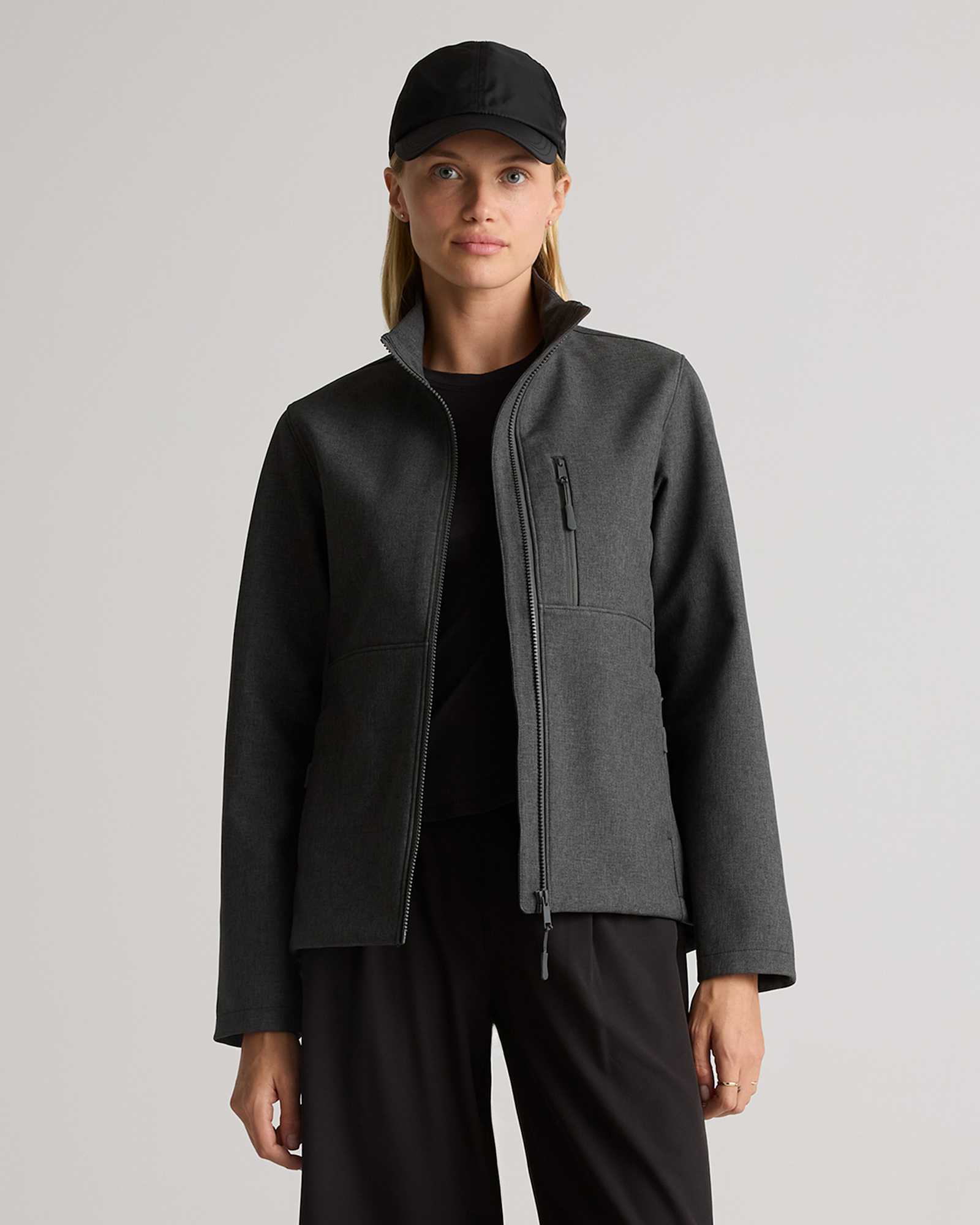 Heather Shady Charcoal Softshell Fleece-Lined Full-Zip Jacket