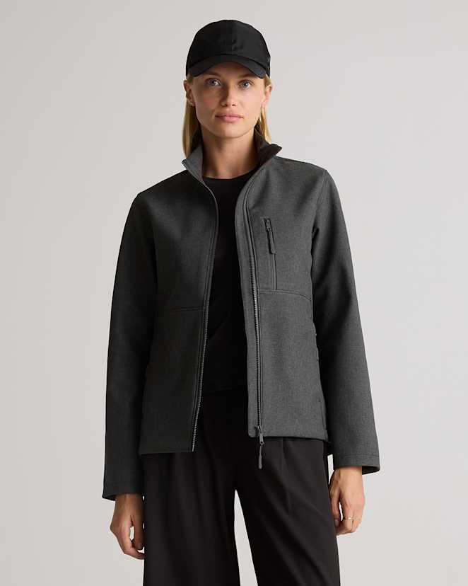 Heather Shady Charcoal Softshell Fleece-Lined Full-Zip Jacket