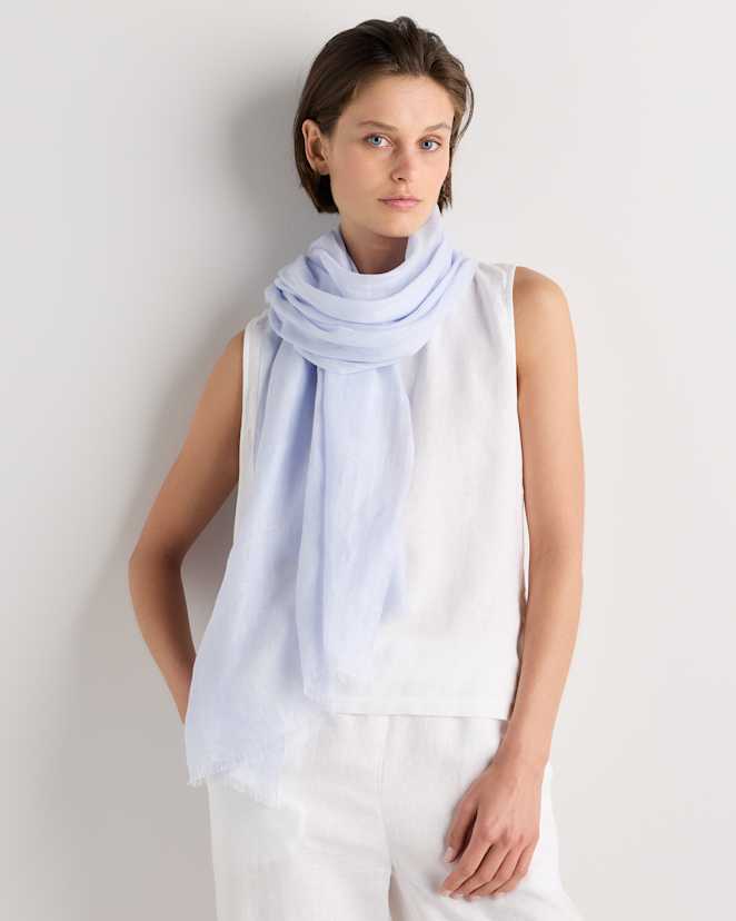 Porcelain Blue 100% European Linen Scarf