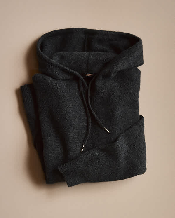 Black Mongolian Cashmere Pullover Hoodie