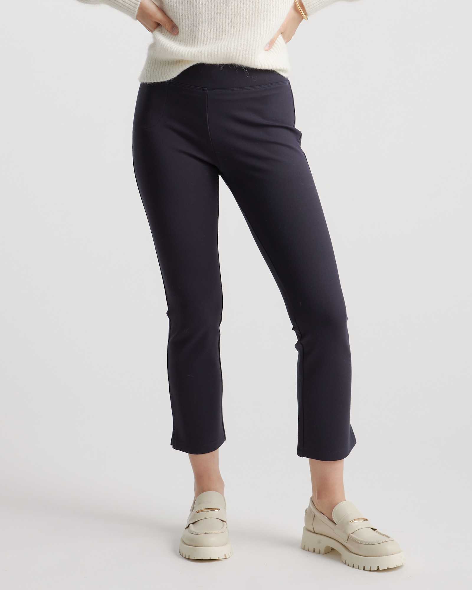Navy Ultra-Stretch Ponte Kick Flare Pants