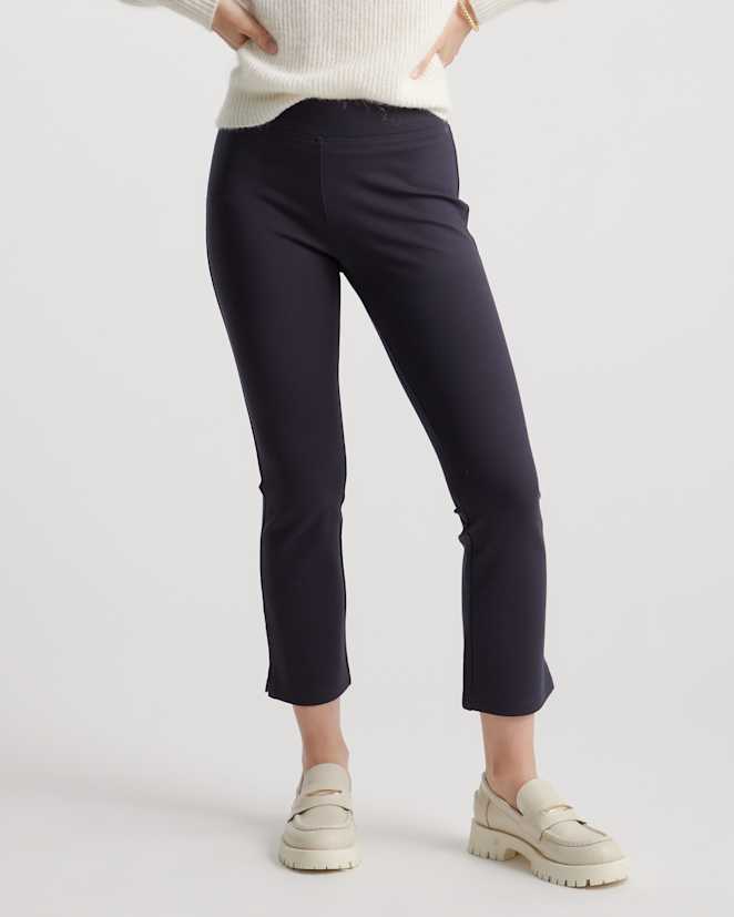 Navy Ultra-Stretch Ponte Kick Flare Pants