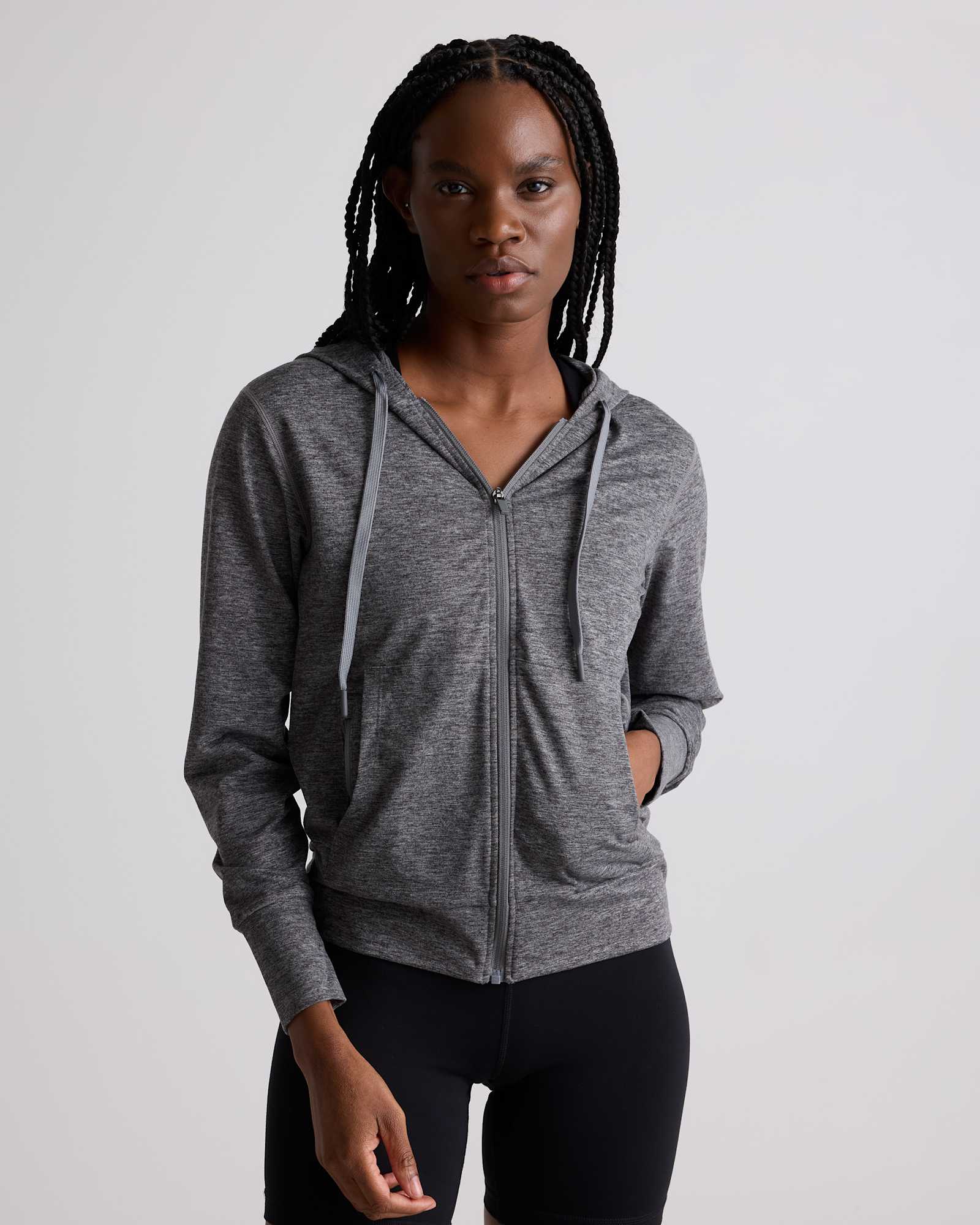 Heather Grey Flowknit Full-Zip Hoodie