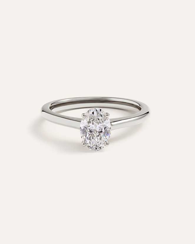 Platinum Lab Grown Diamond Oval Trellis Cathedral Engagement Ring - 1ct