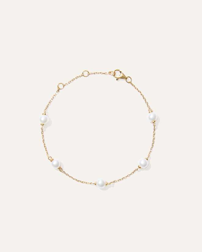 Gold Vermeil Freshwater Cultured Pearl Station Bracelet