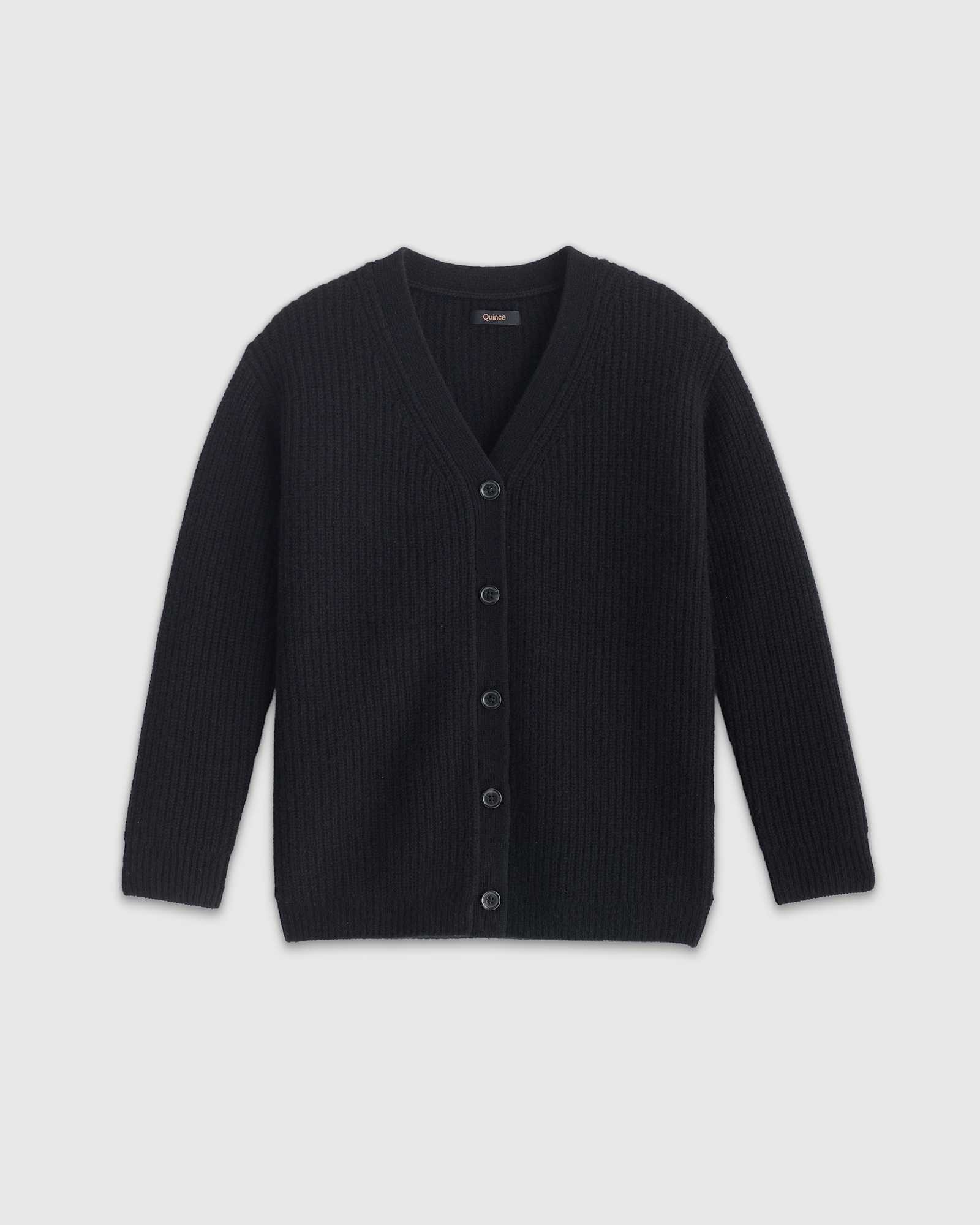U-543-Blk 187986 black Washable Cashmere Oversized Fisherman Cardigan