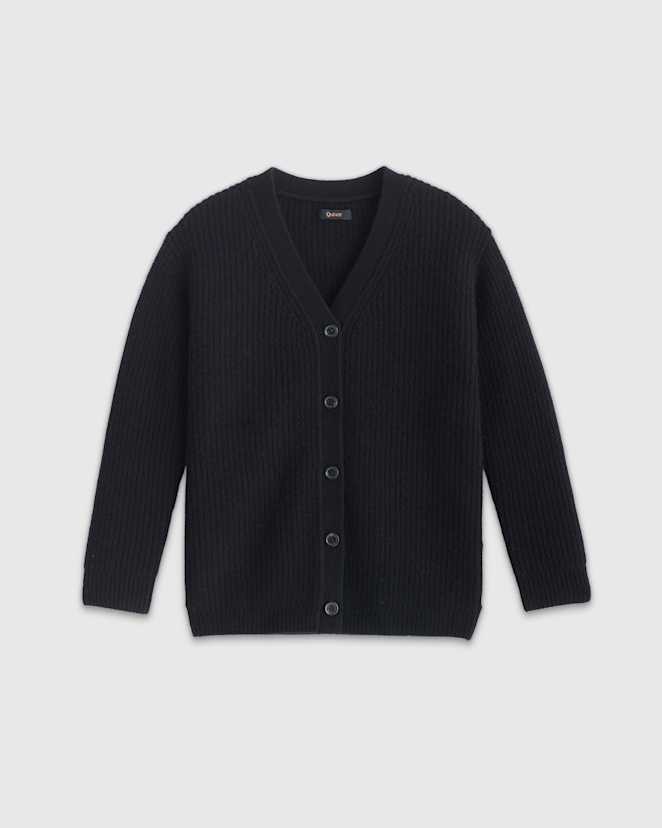 Black Washable Cashmere Oversized Fisherman Cardigan