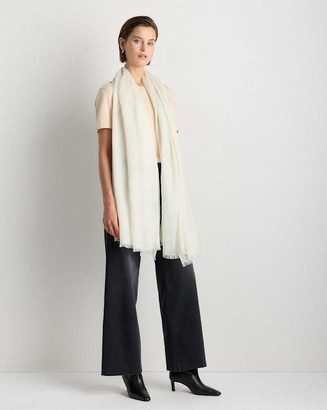 Ivory Crystal Embellished Featherweight Cashmere Silk Wrap