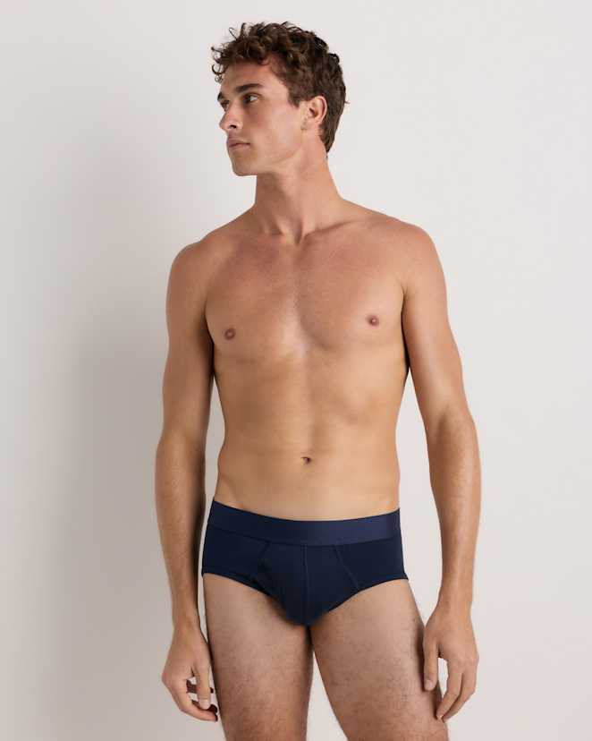 Navy Organic Cotton Stretch Hip Brief (3-pack)