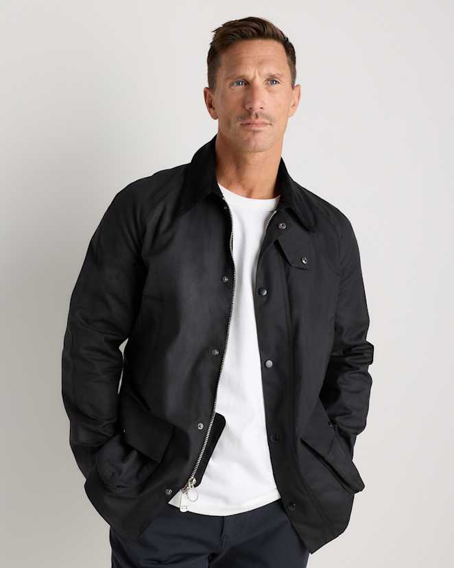 Vintage Black Organic Waxed Cotton Barn Jacket