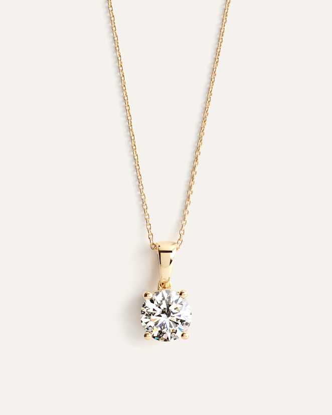 Yellow Gold 14K Gold Lab Grown Diamond Solitaire Necklace