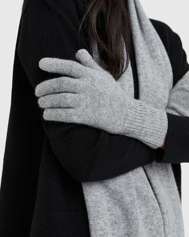 Heather Grey Gants en cachemire de Mongolie