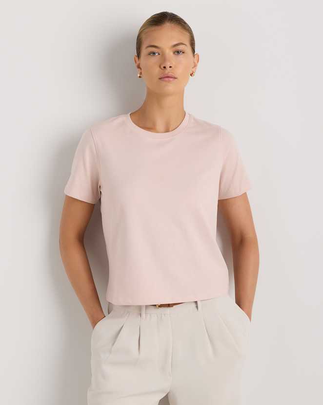 Shell Pink 100% Organic Cotton Boxy Crewneck Tee