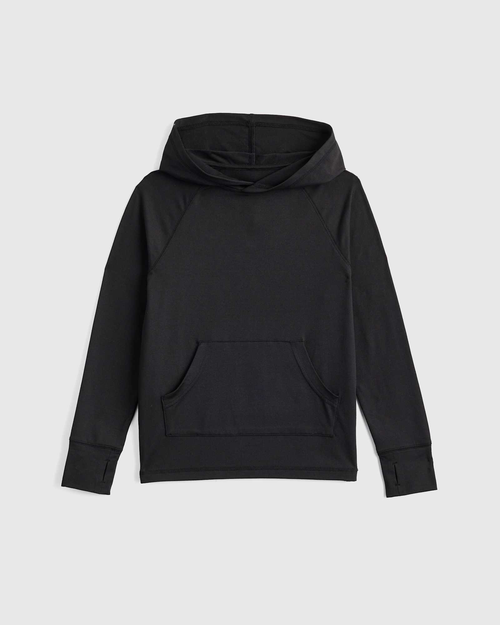 black Flowknit Pullover Hoodie