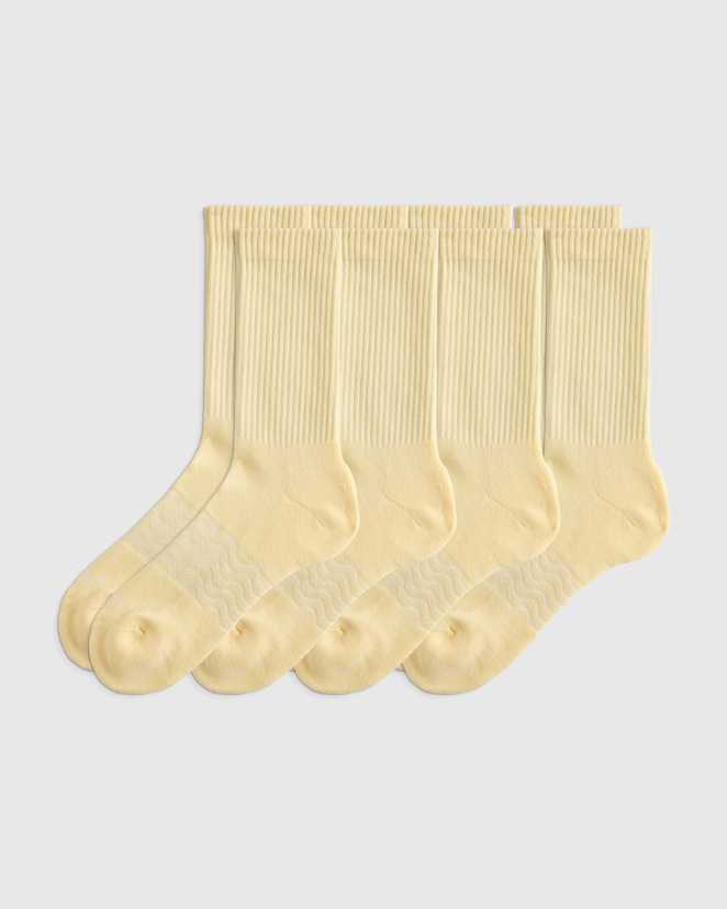 Pale Custard Yellow Everyday Cotton Solid Crew Socks (4-pack)