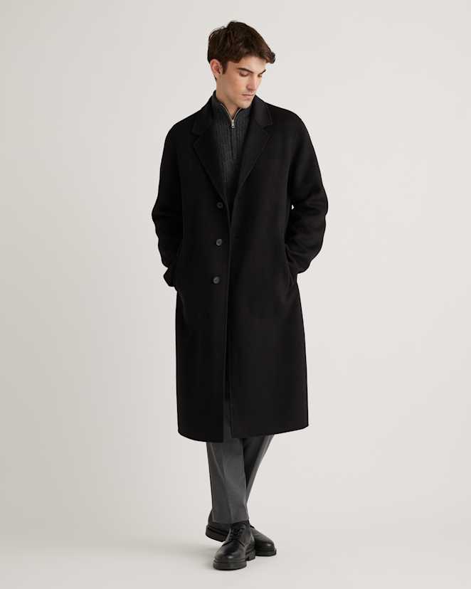 Black 100% Mongolian Cashmere Double-Faced Overcoat