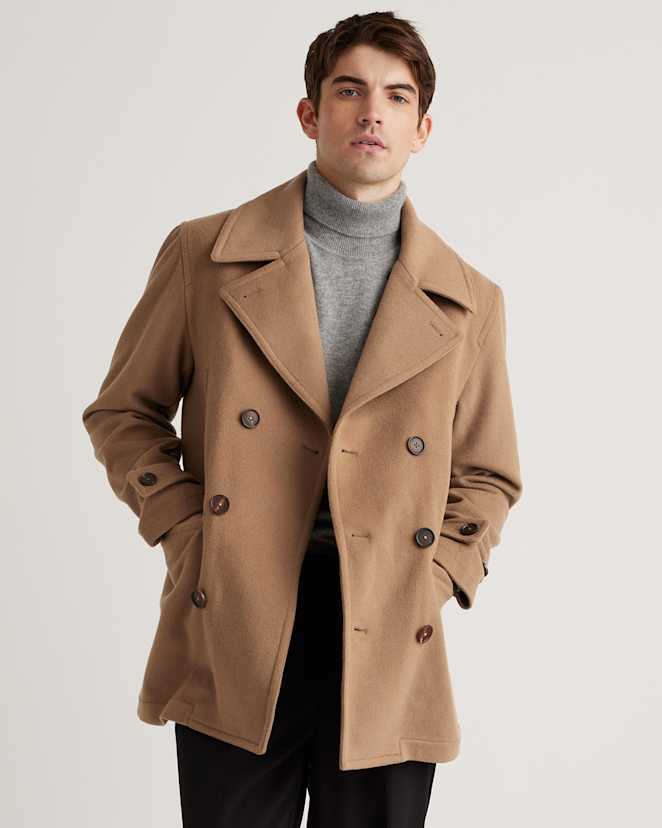 Dark Camel Italian Wool Peacoat