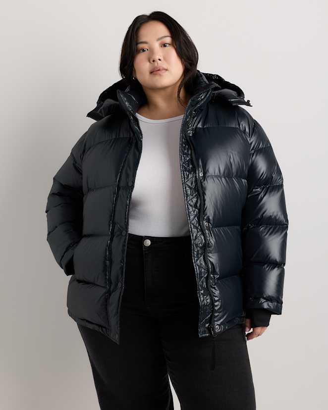 Shiny Black Responsible Down Puffer Jacket