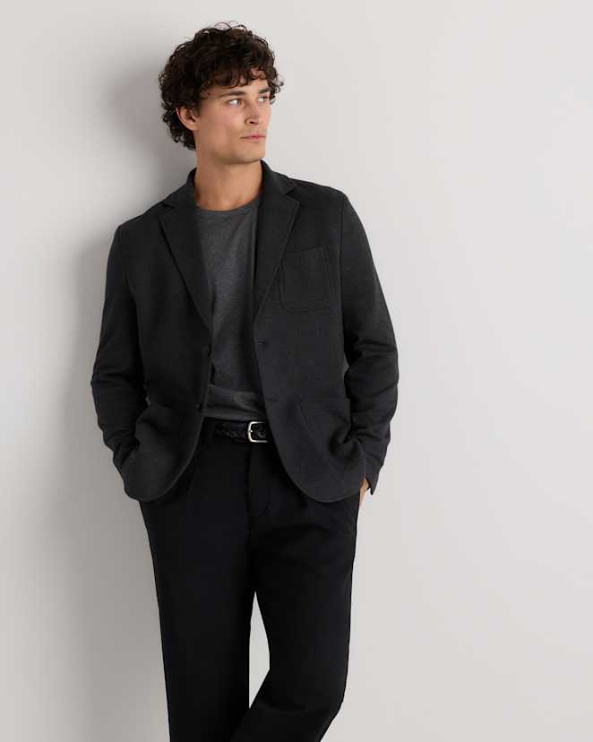 Heather Charcoal Organic Cotton Terry Knit Blazer