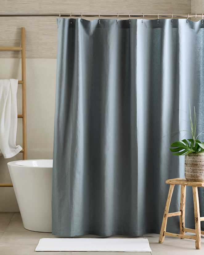 Dusty Blue European Linen Shower Curtain