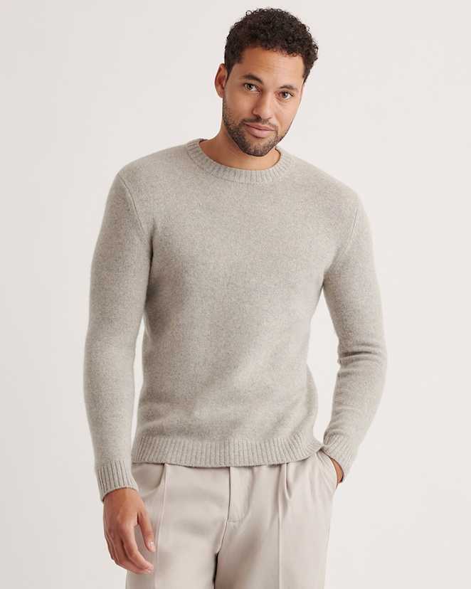 Warm Heather Grey 100% Yak Wool Crewneck Sweater