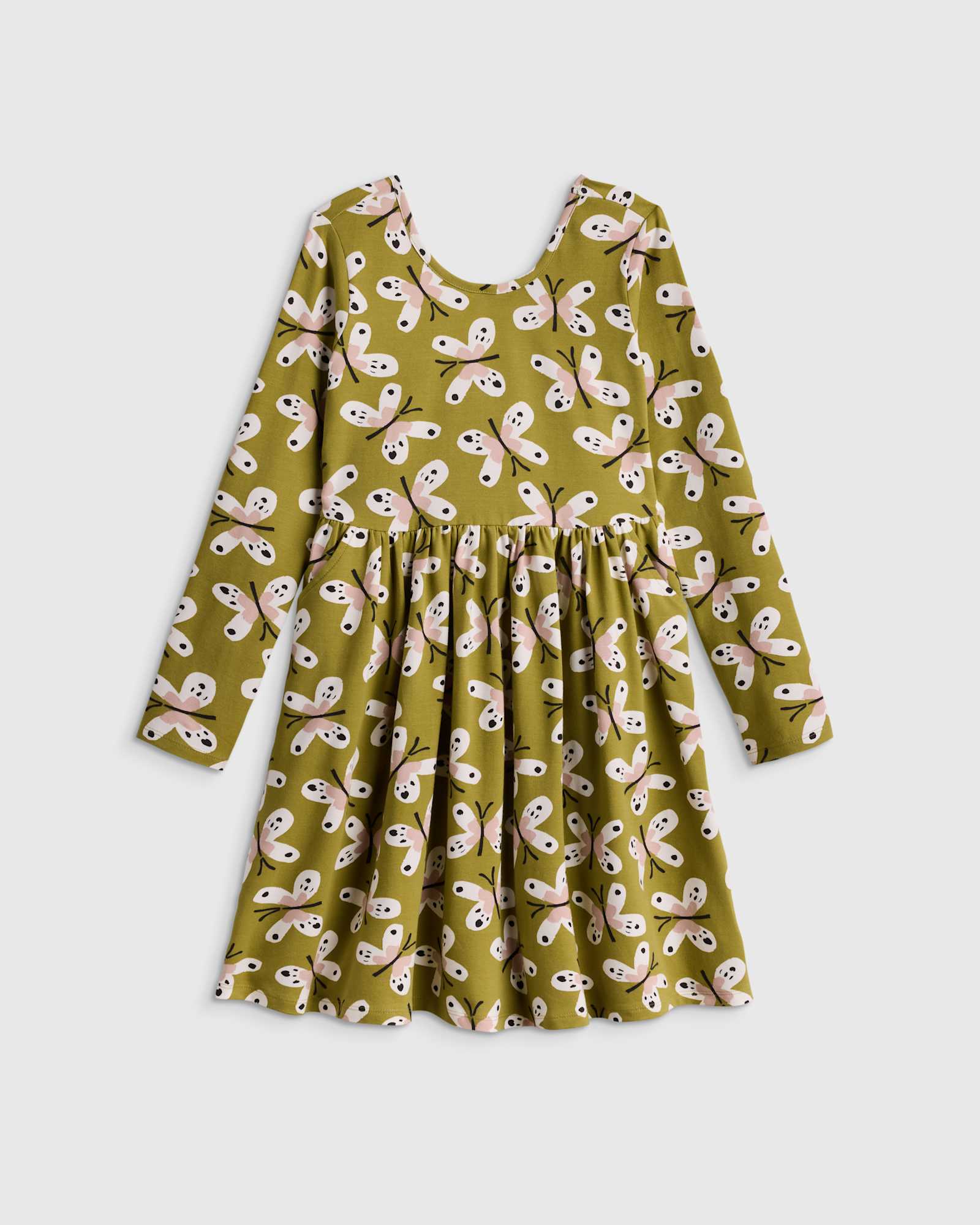 Butterfly Meadow Organic Cotton Long Sleeve Skater Dress