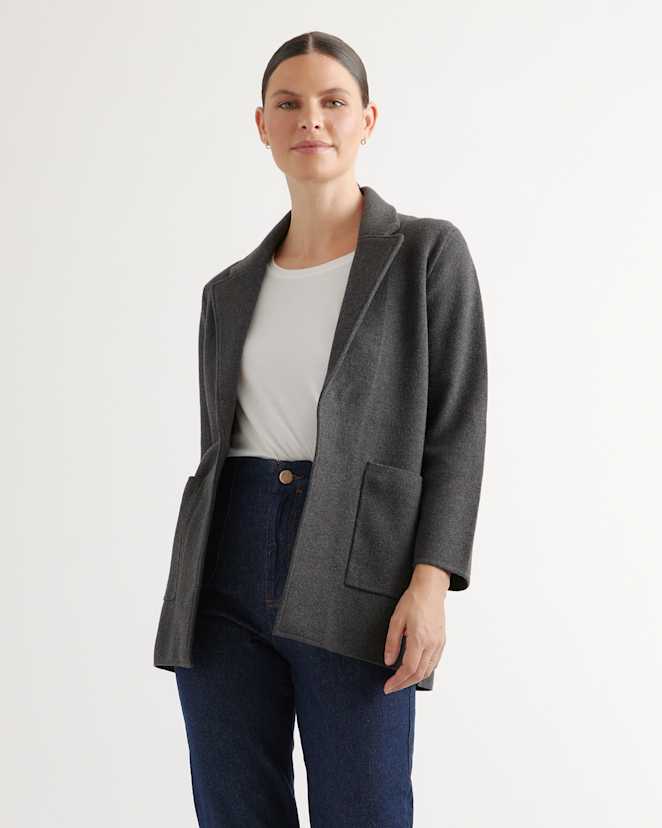 Charcoal 100% Organic Cotton Knit Blazer