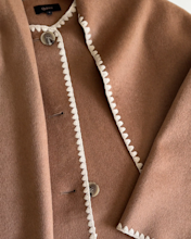 Double-FacedMerinoWoolScarfCoat Caramel Multi 4x5