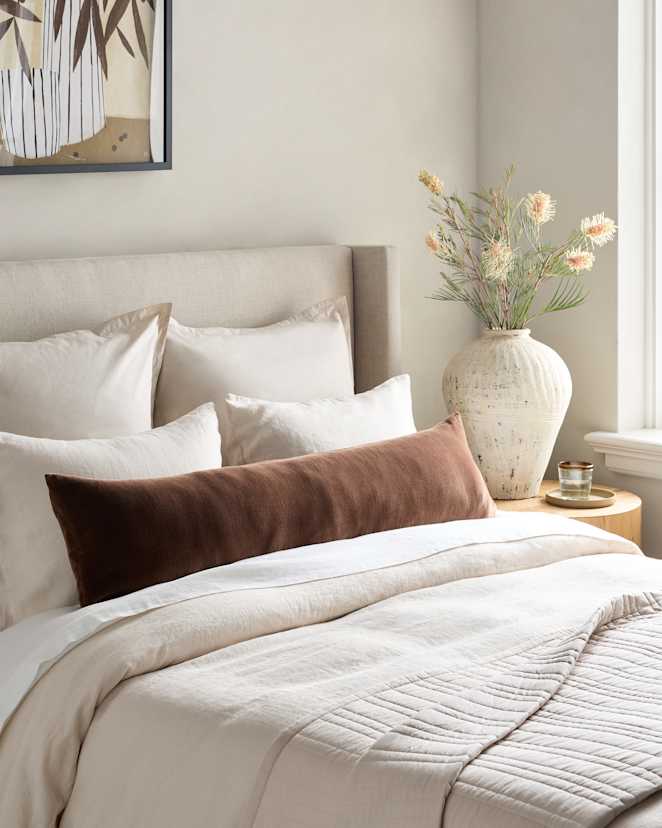 Chestnut Cotton Velvet Oversized Lumbar Pillow Cover