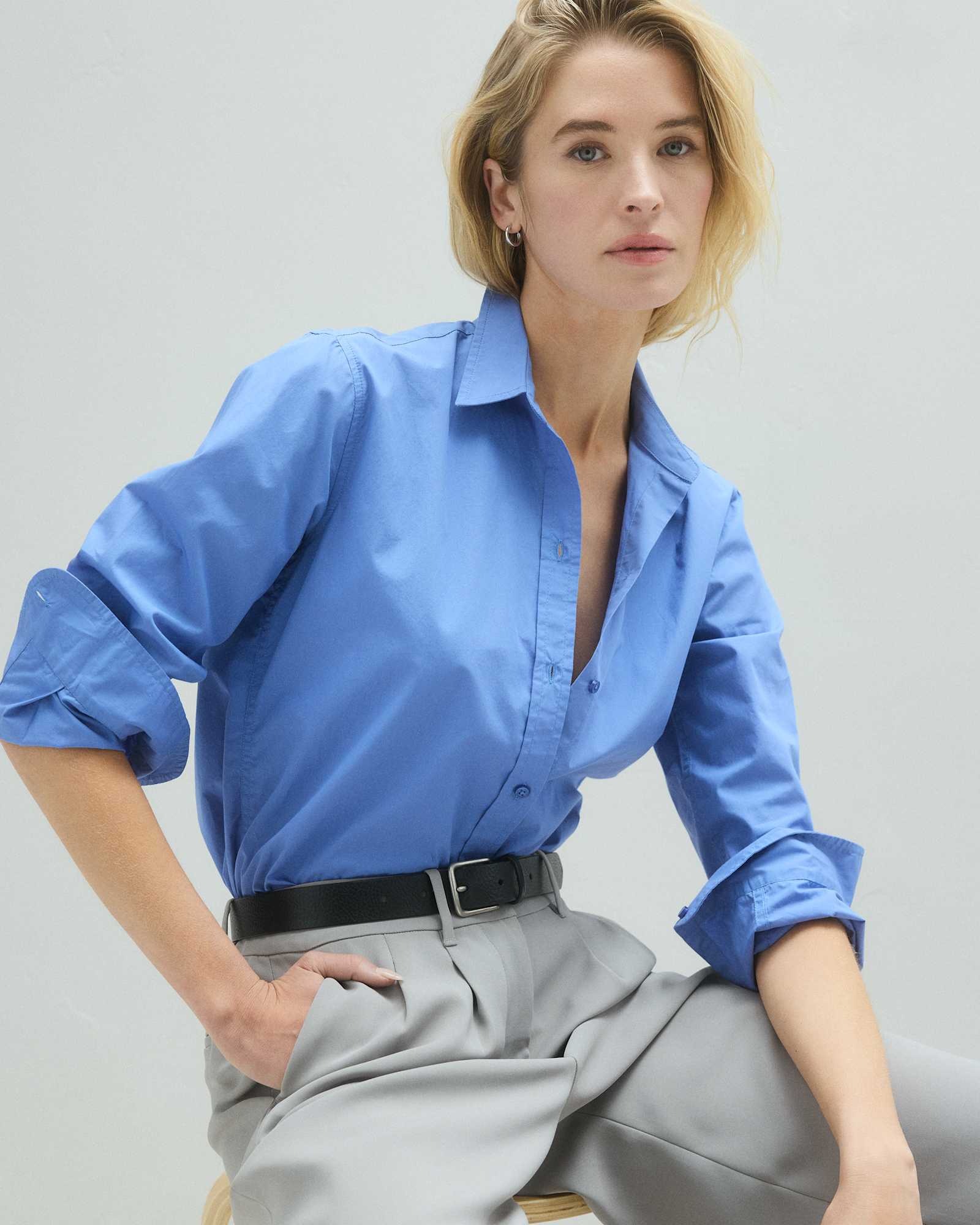 black 100% Organic Cotton Poplin Long Sleeve Shirt