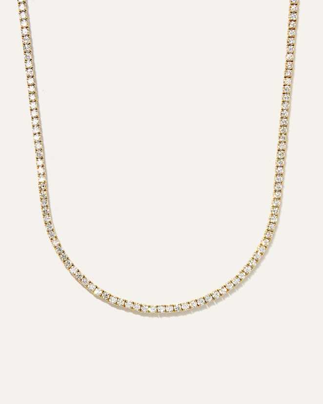 Yellow Gold 14K Gold Lab Grown Diamond Tennis Necklace - 7ctw