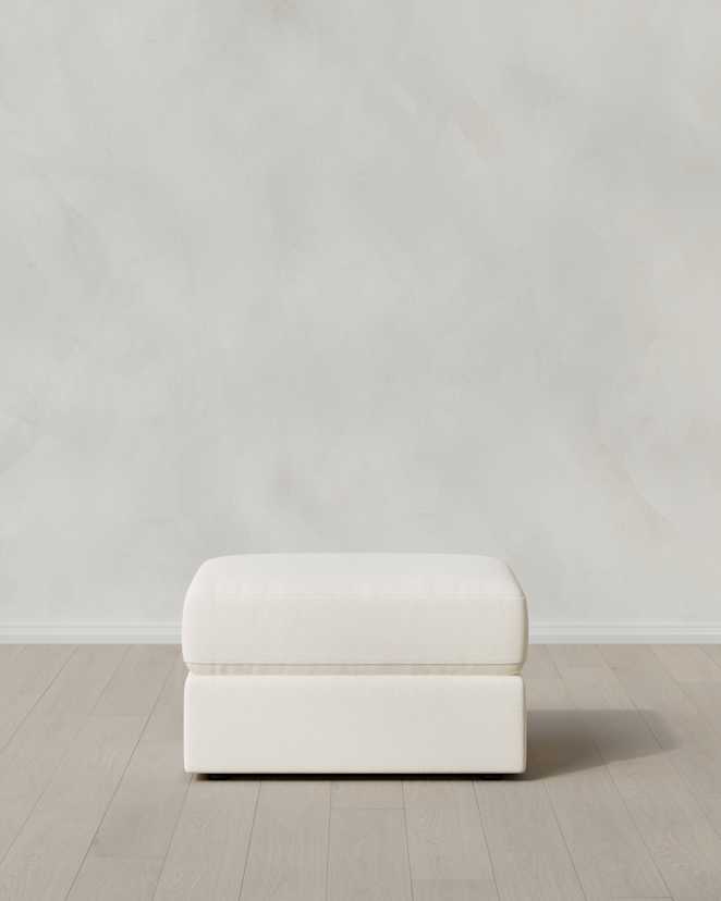 Marshmallow Ashford Deep Seat Ottoman in Performance Chenille Linen Blend