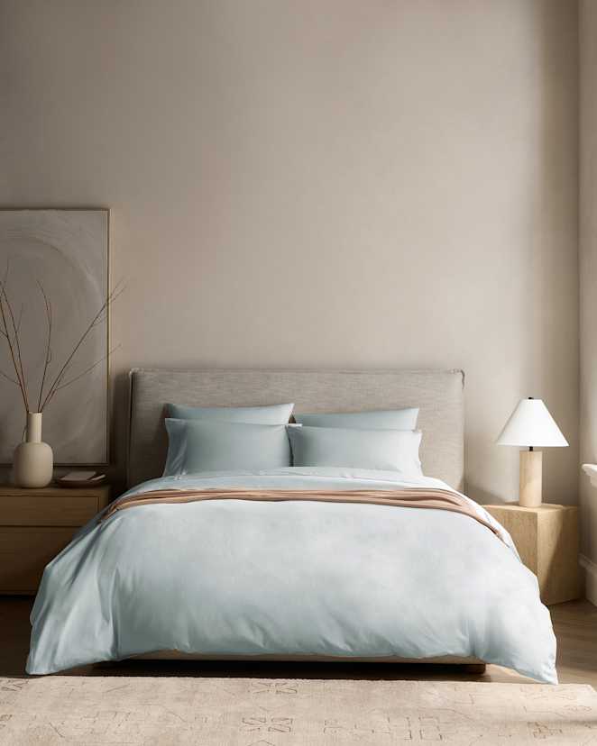 Mist Classic Organic Percale Duvet Cover Set