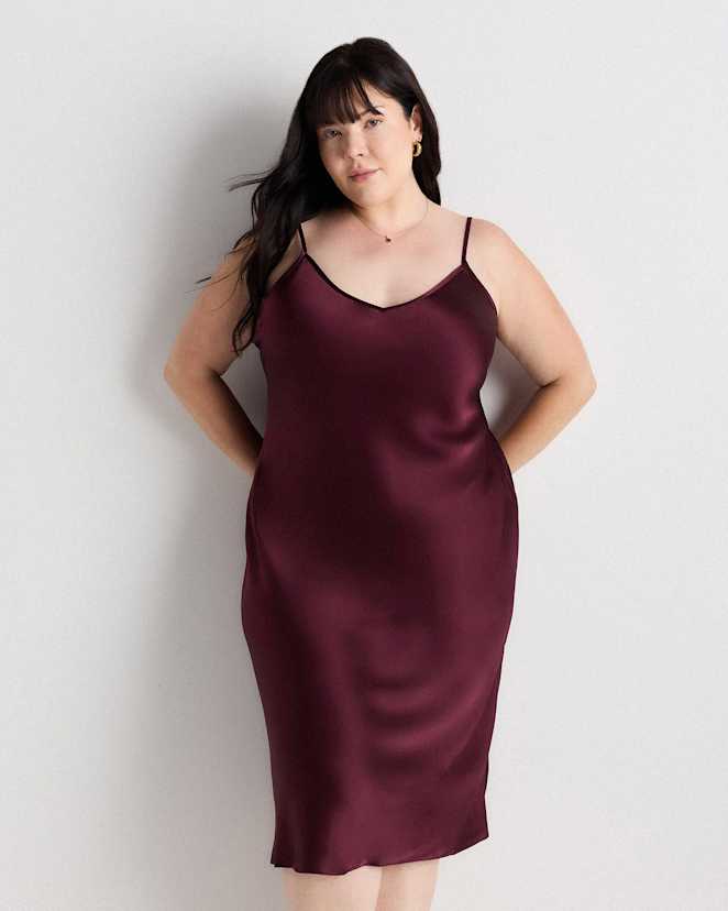 Wine Tasting Red 100% Washable Silk Slip Dress