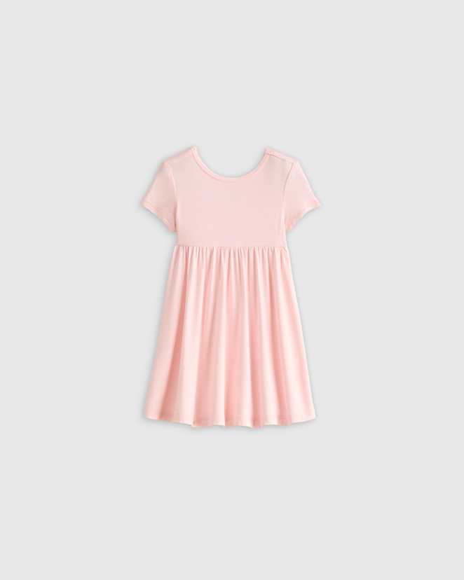 Gentle Pink Bamboo Short Sleeve Twirl Dress