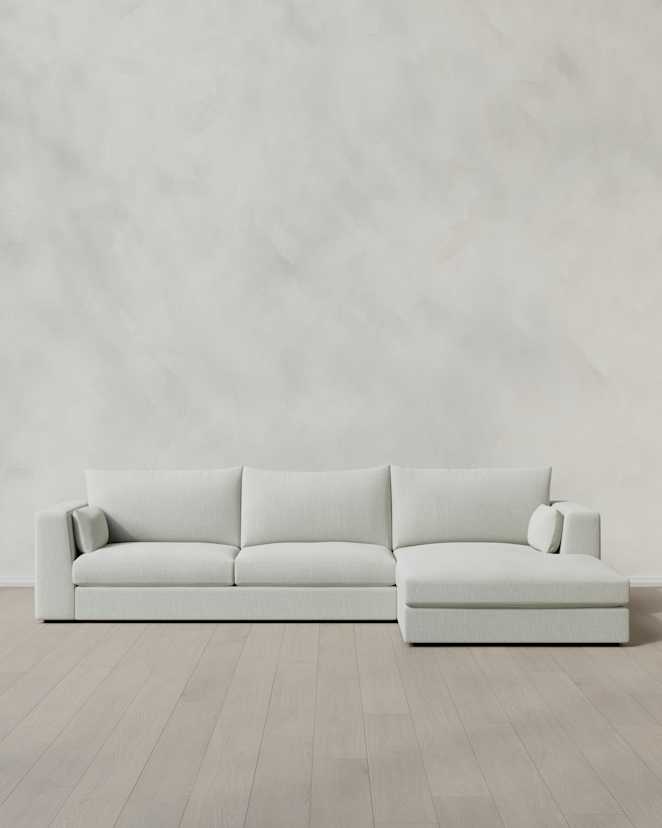 Silver Oasis Chaise Sectional in Performance Linen