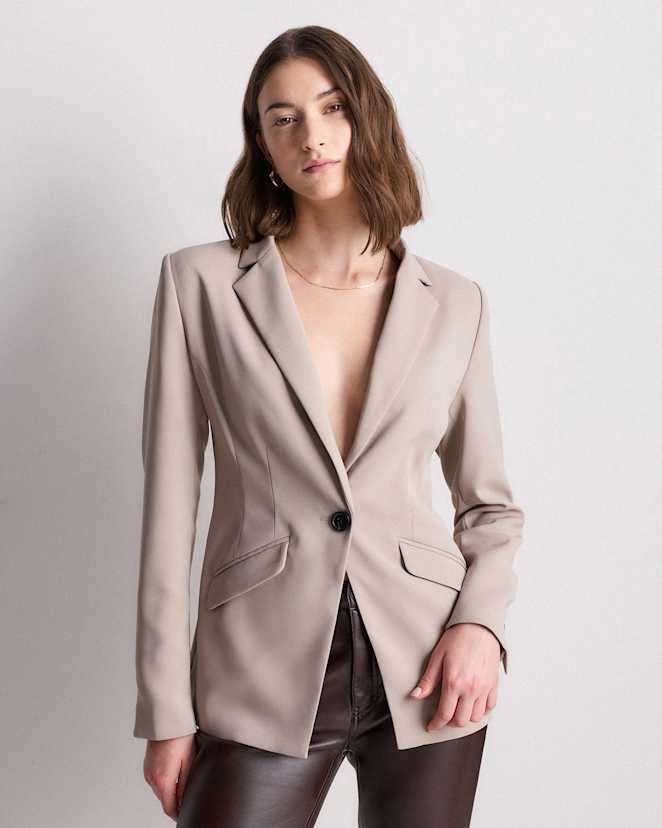 Morel Grey Stretch Crepe Cinched Waist Blazer