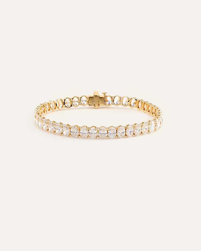 Yellow Gold 14K Gold Lab Grown Diamond North-South Oval Tennis Bracelet - 15ctw