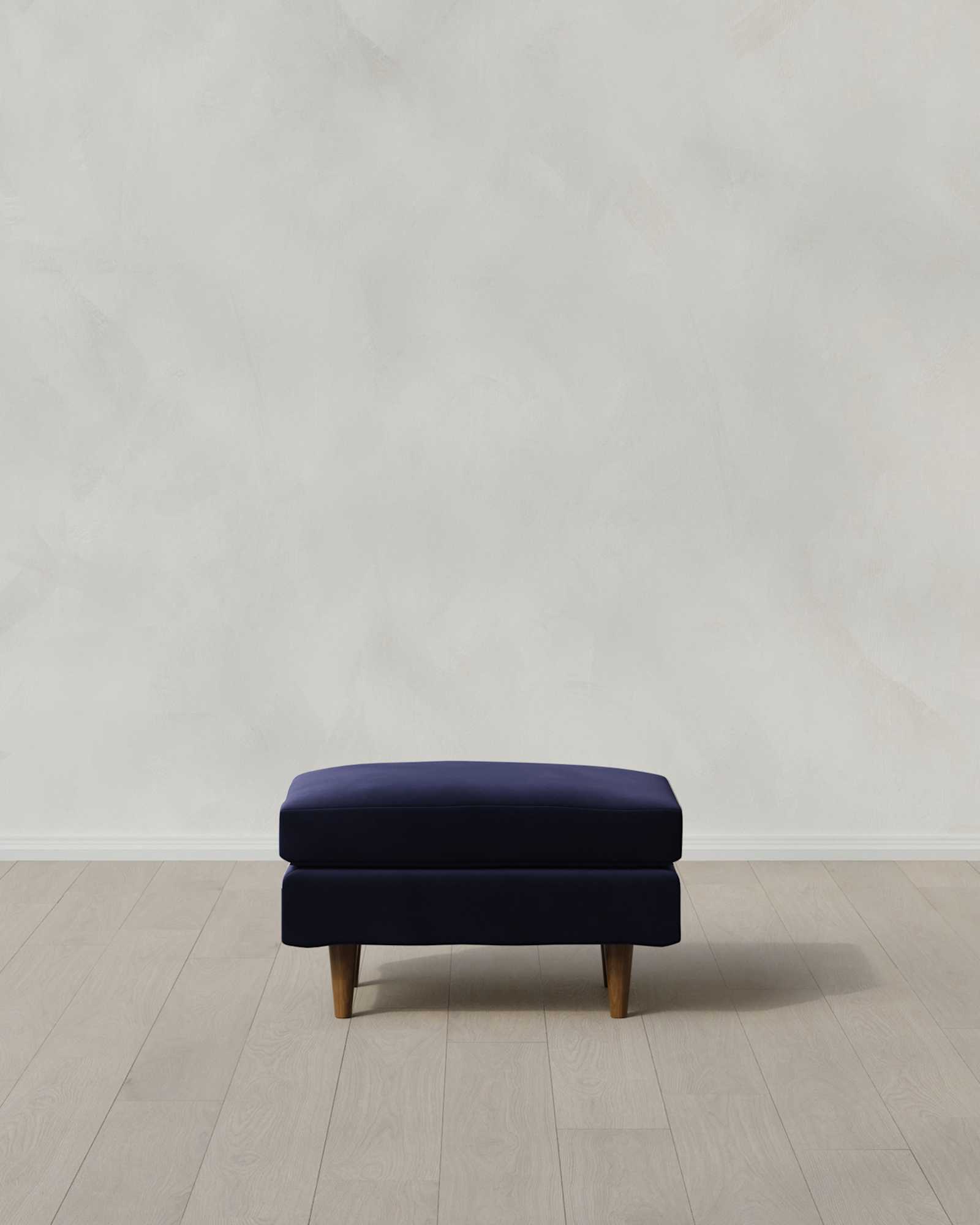 Midcentury Ottoman 32in Performance Velvet Midnight