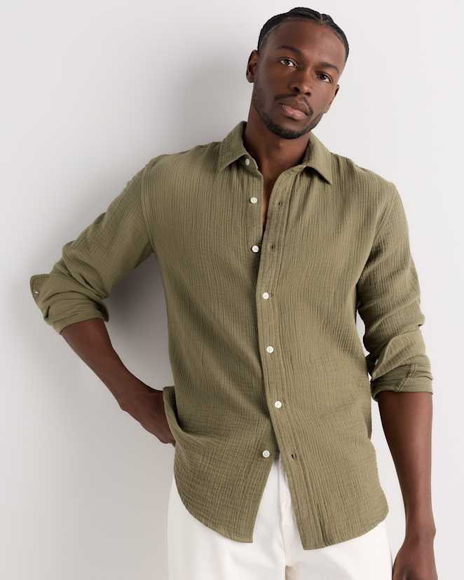Kalamata Olive 100% Organic Cotton Gauze Long Sleeve Shirt