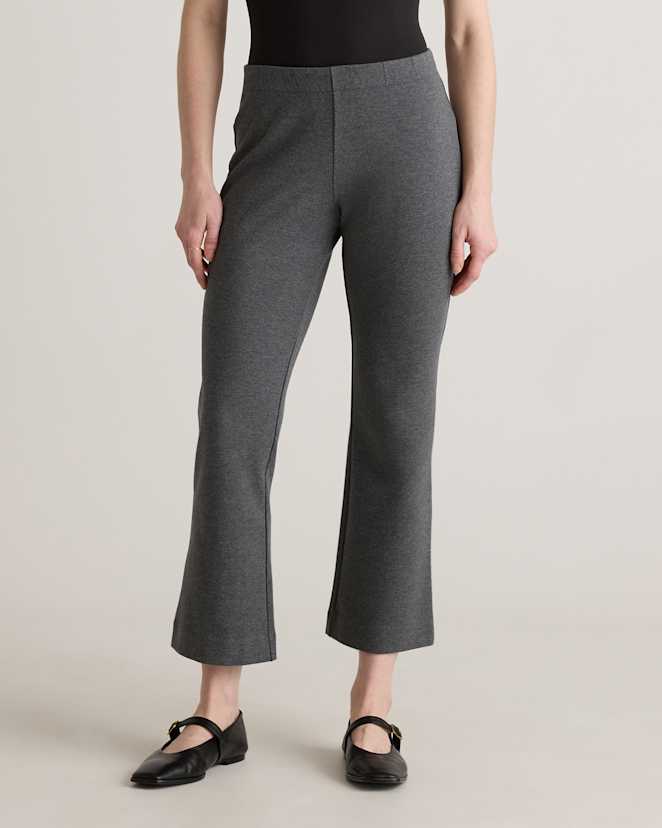 Heather Charcoal Grey Pantalon évasé en tricot double de coton biologique