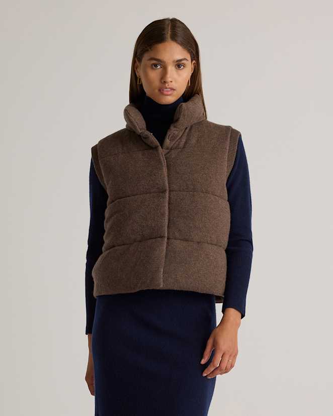 Brown Mongolian Cashmere Puffer Vest