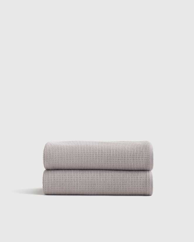 Grey Turkish Waffle Terry Bath Towel (Set of 2)