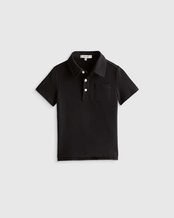 Black Organic Cotton Short Sleeve Pique Polo